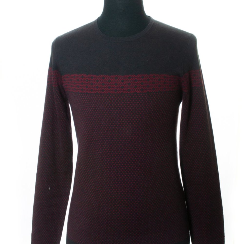 Ted Baker Red on Grey Cowden Crew Neck Sweater